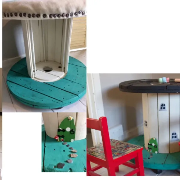 Cable drum bookcase