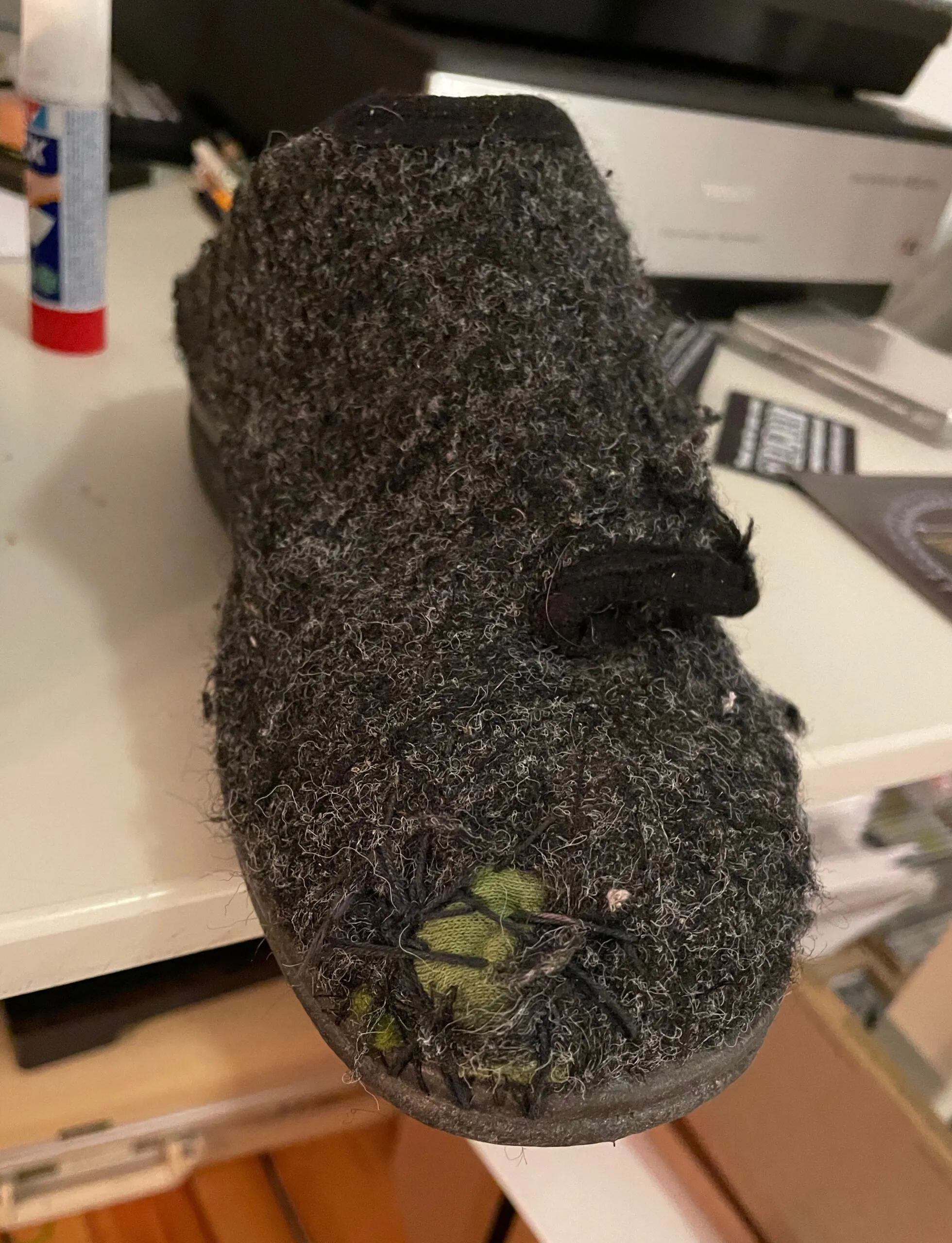 I fixed my carped slippers with a battery drill